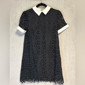 Aqua (size XS) black, embroidered a-line dress